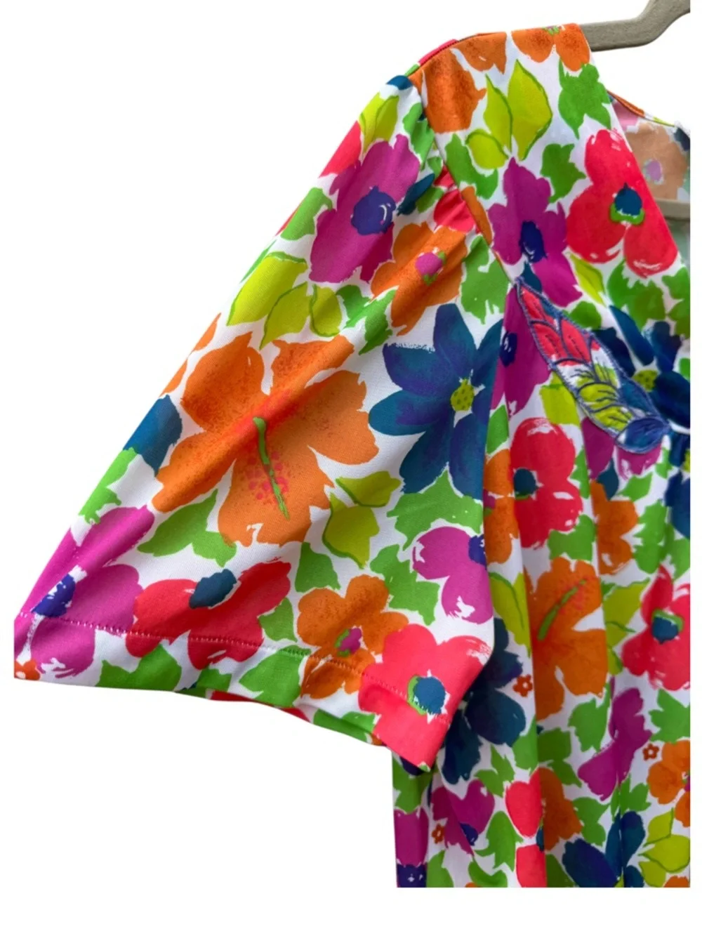 Vintage 80s/90s Vassarette Size L Floral Colorful Retro Nightgown Made in USA